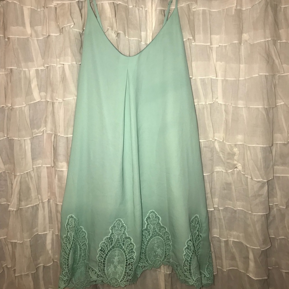 Teal Tobi Shift Dress with embroidery detailing